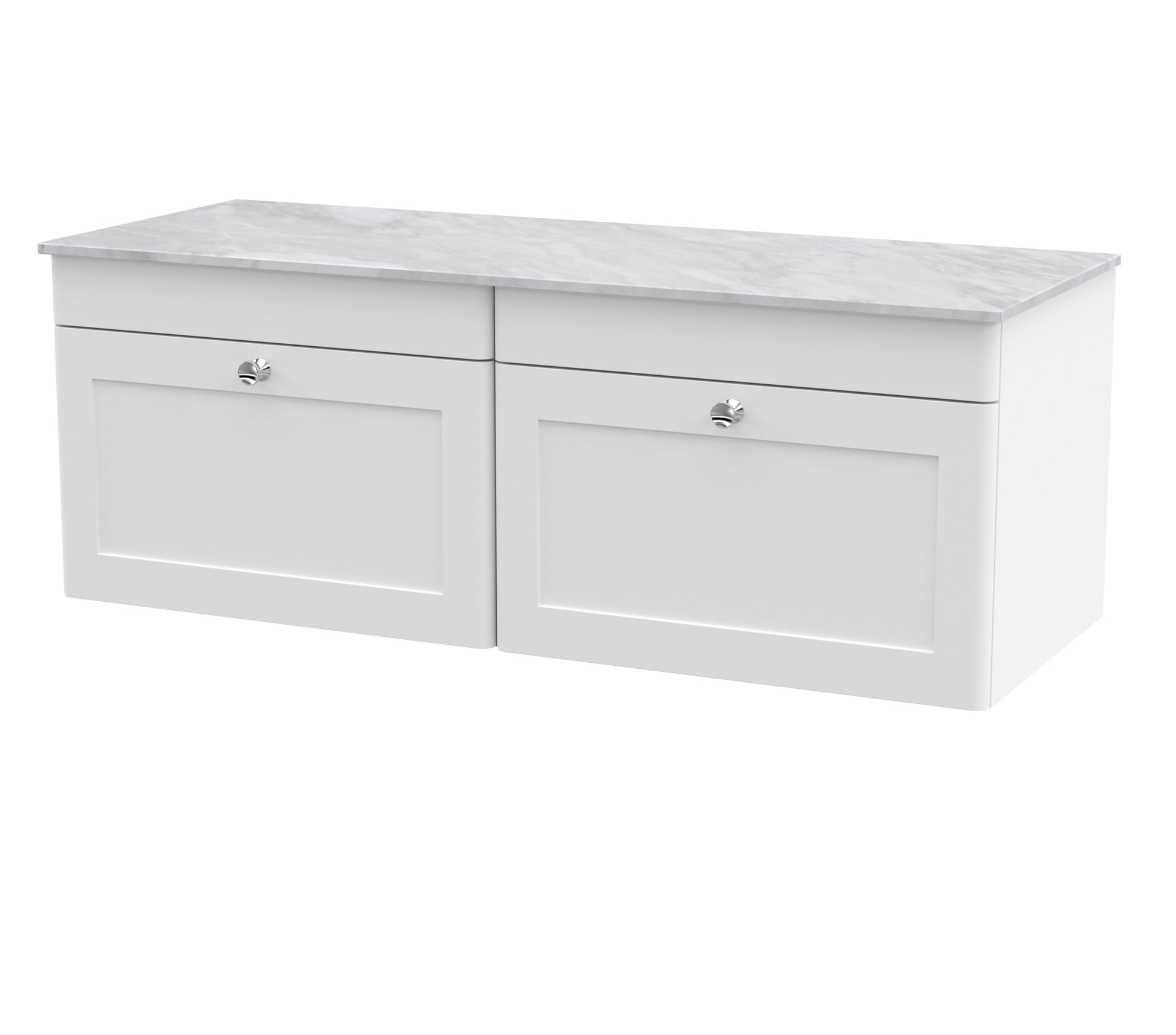 Nuie 1200mm Wall Hung 2-Drawer Vanity with Marble Top