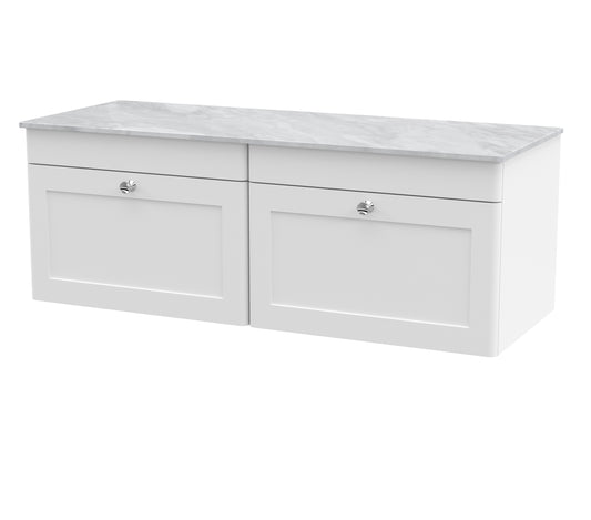 Nuie 1200mm Wall Hung 2-Drawer Vanity with Marble Top