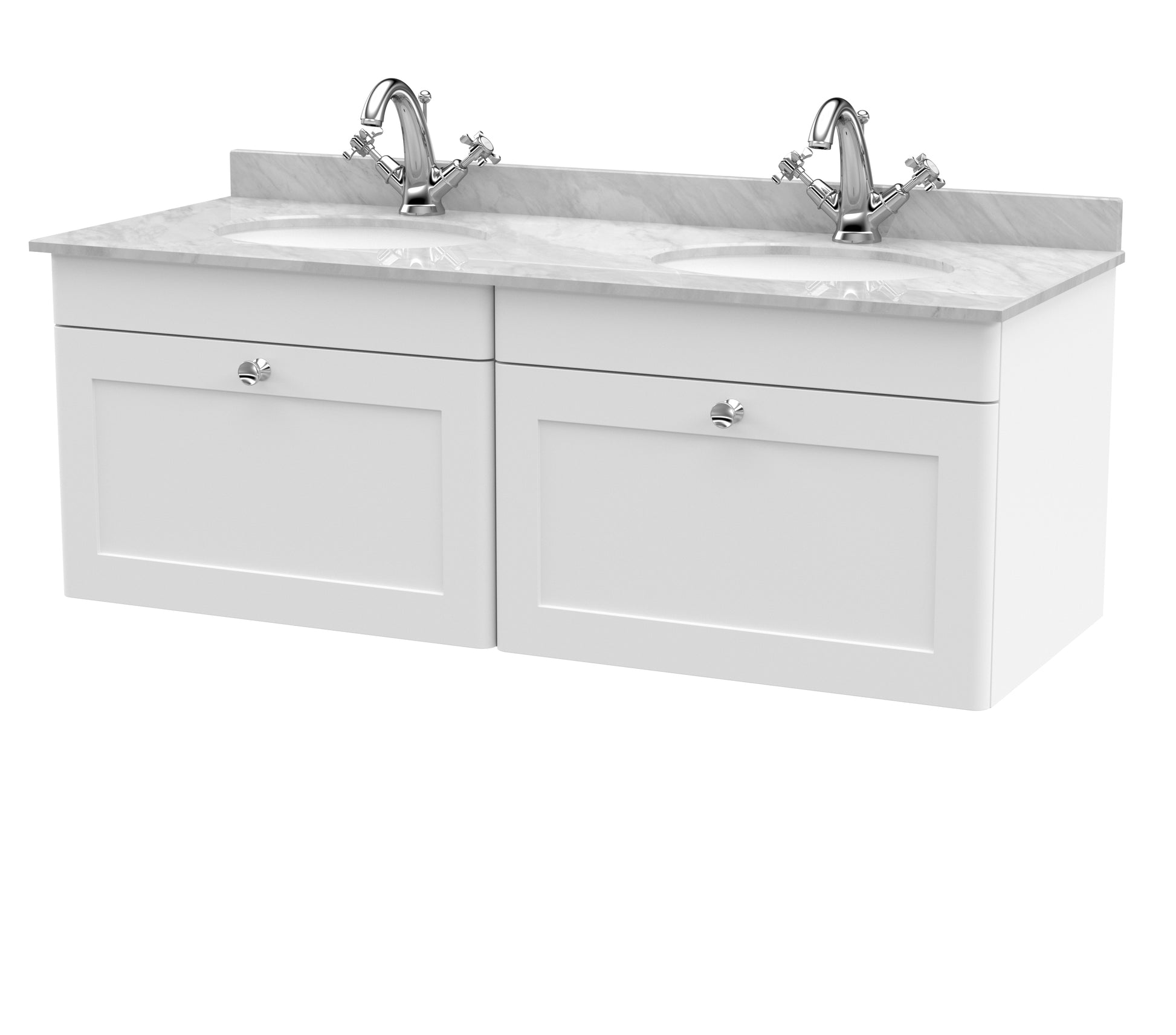 Nuie 1200mm Wall Hung 2 Drawer Vanity & Marble Top