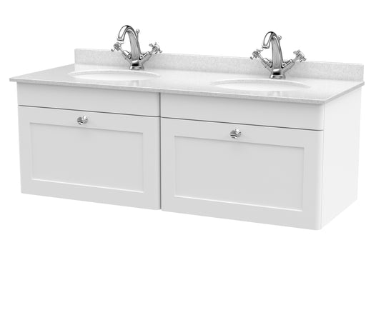 Nuie 1200mm Wall Hung 2 Drawer Vanity & Marble Top