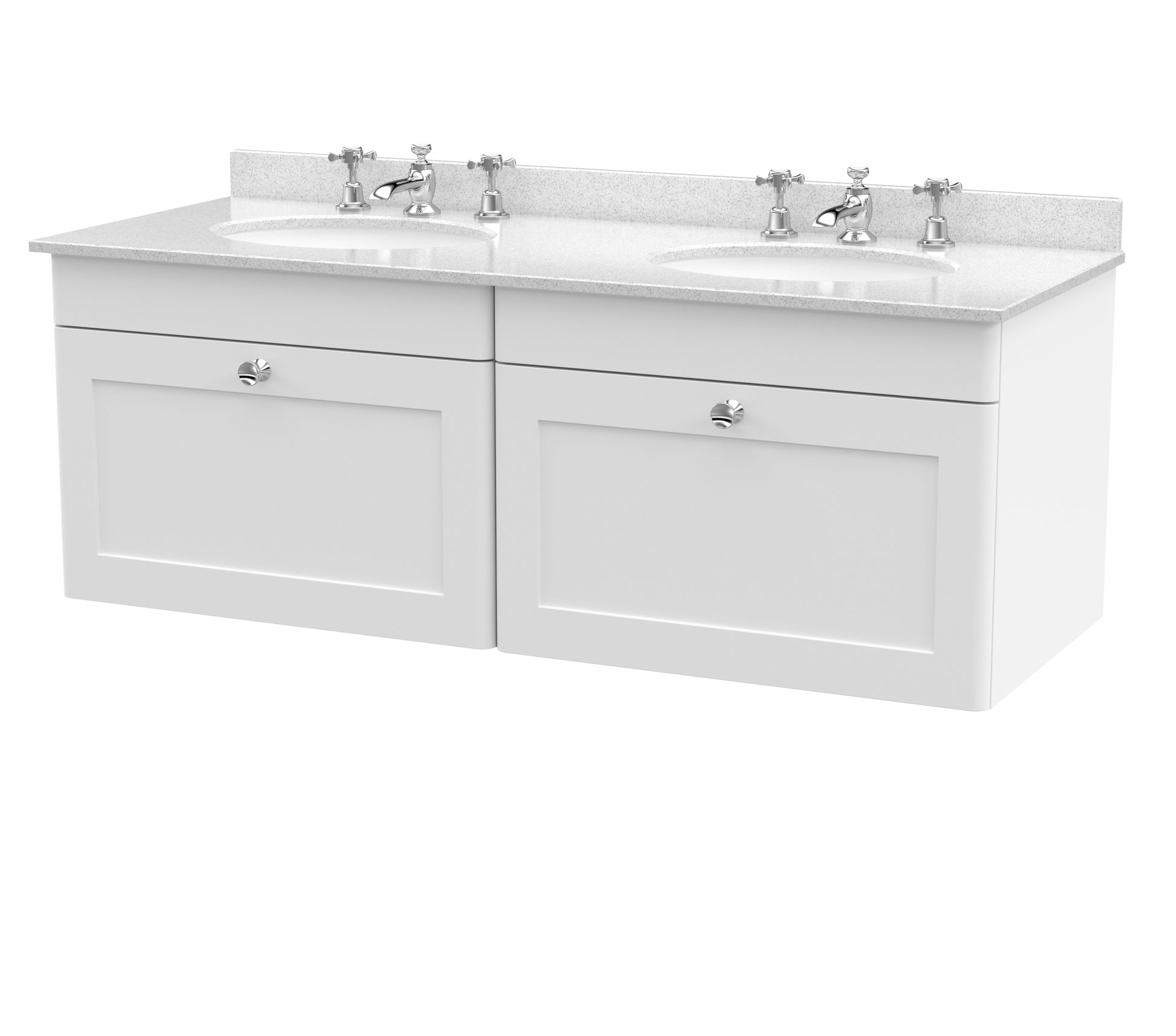 Nuie 1200mm Wall Hung 2 Drawer Vanity & Marble Top