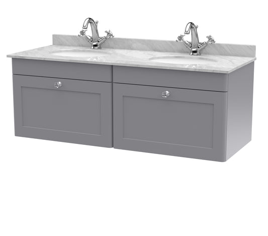 Nuie 1200mm Wall Hung 2 Drawer Vanity & Marble Top