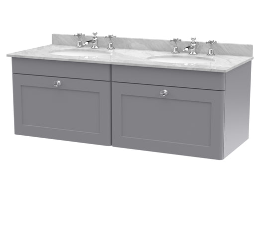 Nuie 1200mm Wall Hung 2 Drawer Vanity & Marble Top