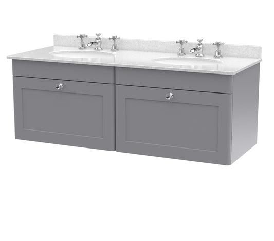 Nuie 1200mm Wall Hung 2 Drawer Vanity & Marble Top