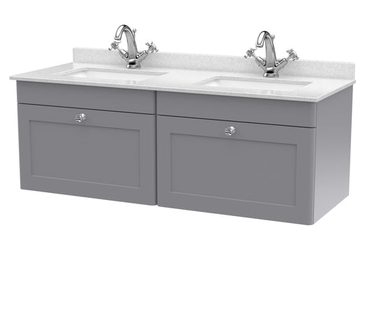 Nuie 1200mm Wall Hung 2 Drawer Vanity & Marble Top