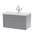 Classique Satin Grey 800mm Wall Hung 2-Door Vanity & Thin-Edge Ceramic Basin