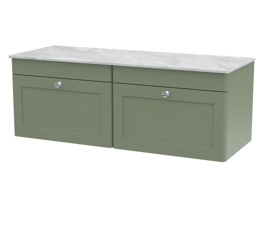 Nuie 1200mm Wall Hung 2-Drawer Vanity with Marble Top