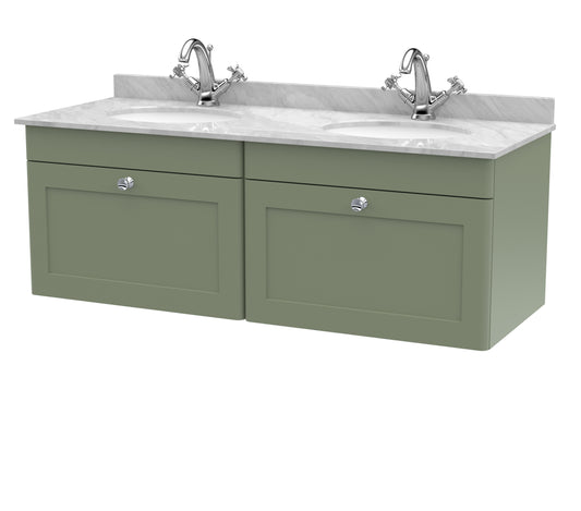 Nuie 1200mm Wall Hung 2 Drawer Vanity & Marble Top