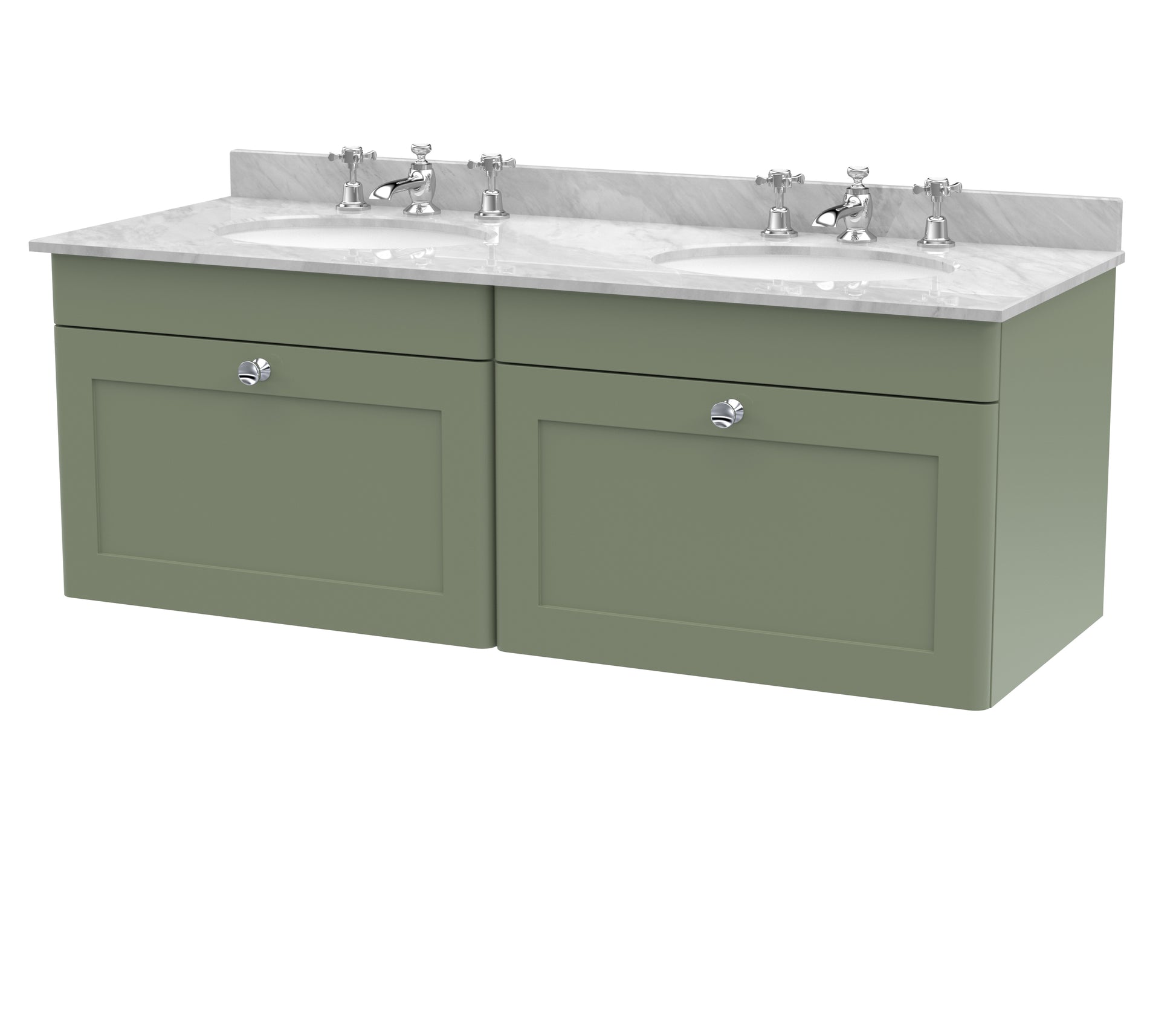 Nuie 1200mm Wall Hung 2 Drawer Vanity & Marble Top