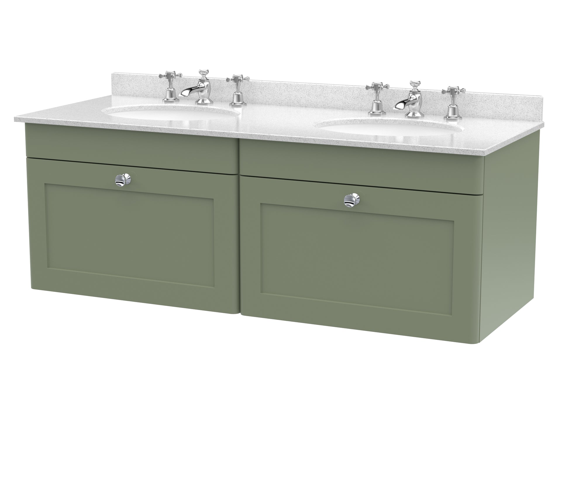 Nuie 1200mm Wall Hung 2 Drawer Vanity & Marble Top