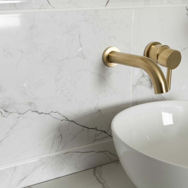 Riva White Gloss Marble Effect Wall Tile 600x300mm