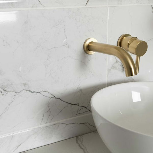 Riva White Gloss Marble Effect Wall Tile 600x300mm