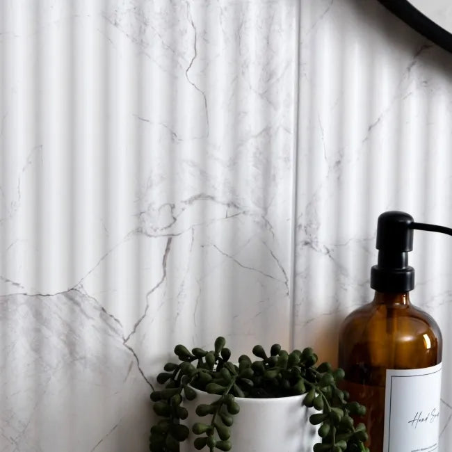 Riva White Matt Marble Effect Decor Wall Tile 600x300mm