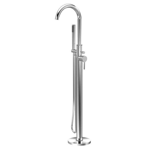 Aztec Floor Standing Bath Mixer Tap with Shower Kit Chrome