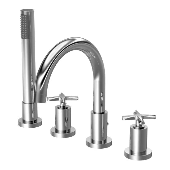 Aztec 4 Tap Hole Bath Mixer Tap With Shower Kit Chrome
