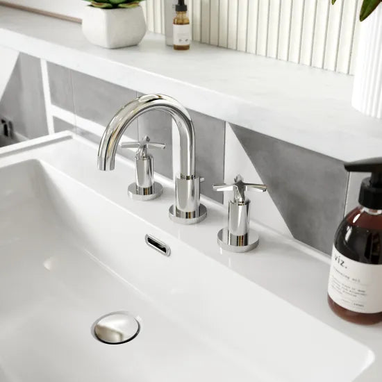 Aztec 3 Tap Hole Basin Mixer Tap Chrome