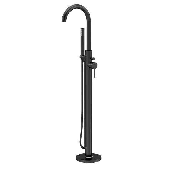 Aztec Floor Standing Bath Tap with Shower Kit Black Matt