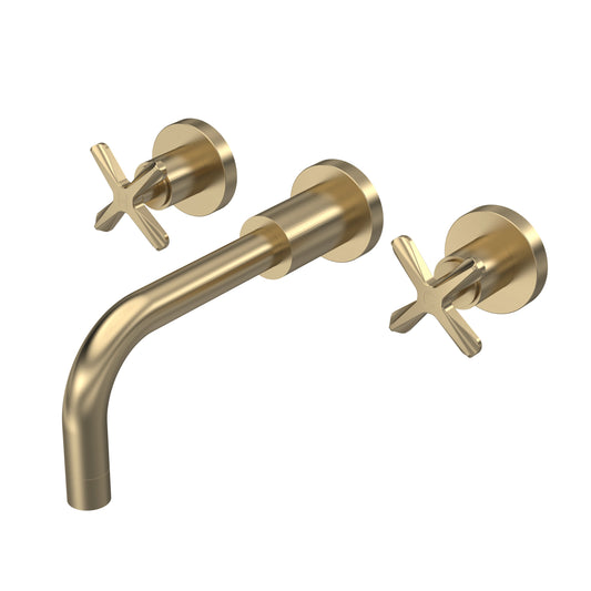 Aztec Wall Mounted Basin Mixer Tap Brushed Brass