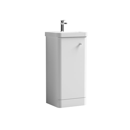 Nuie Core 400mm Gloss White Floor Standing 1-Door Vanity & Basin