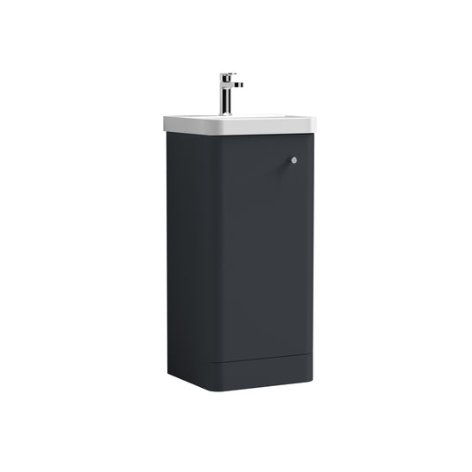 Nuie Core 400mm Soft Black Floor Standing 1 Door Unit & Basin