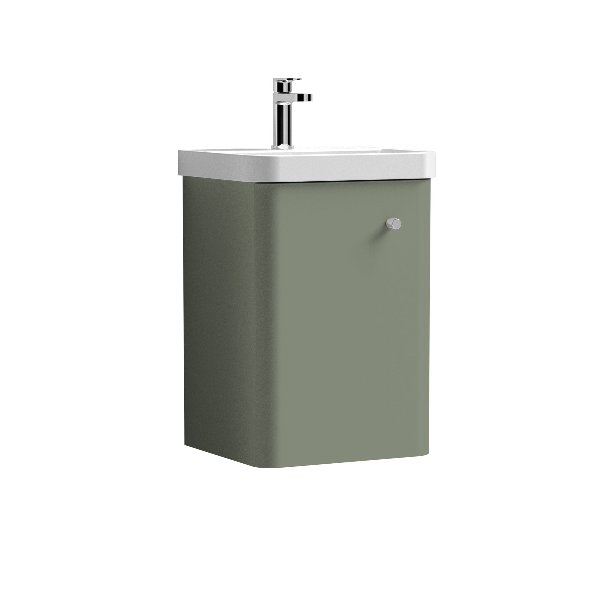 Nuie Core 400mm Wall Hung Unit Satin Green & Basin