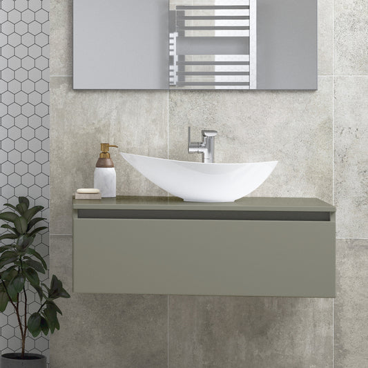 dante 800mm 1 drawer wall hung basin unit with top latte, Alessio, Wall Hung Vanity Unit, 1