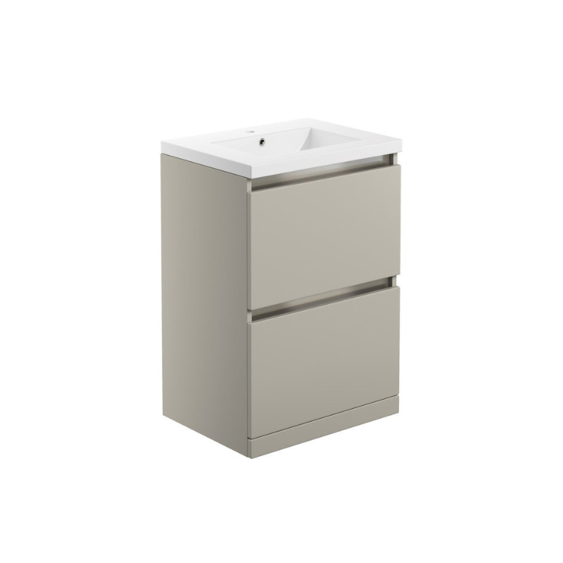 Dante 615mm 2 Drawer Floor Standing Basin Unit Inc. Basin - Latte