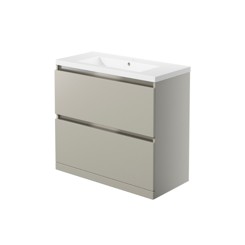 dante 815mm 2 drawer floor standing basin unit inc basin latte, Alessio, Sink Vanity Unit, Basin Unit, 5