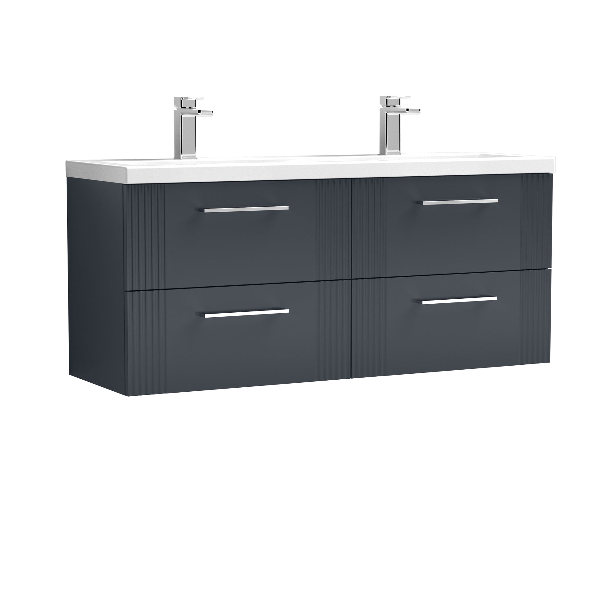 Nuie 1200mm Wall Hung 4 Drawer Vanity & Double Basin