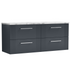 Nuie Deco Soft Black 1200 Wall Hung Double Vanity & Laminate Worktop Matt Carrera Marble