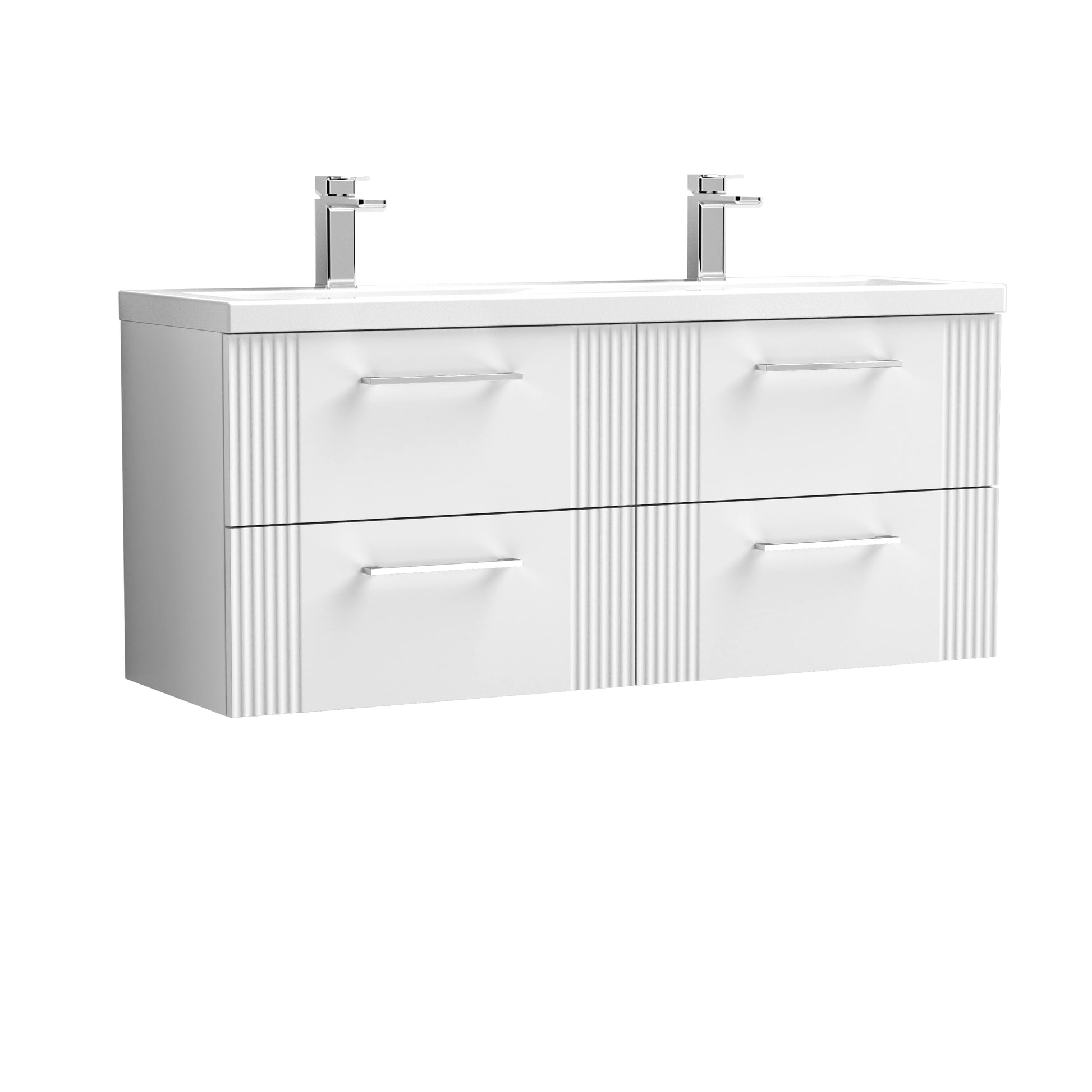 Nuie 1200mm Wall Hung 4 Drawer Vanity & Double Basin