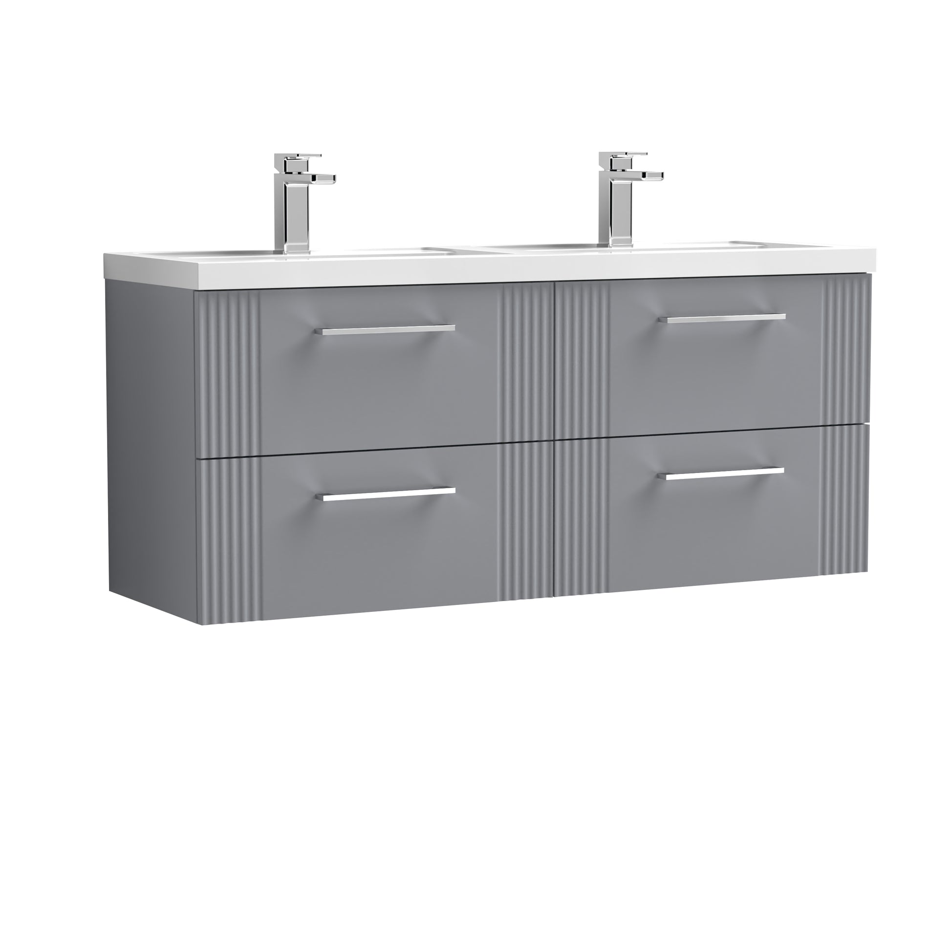 Nuie 1200mm Wall Hung 4 Drawer Vanity & Double Basin