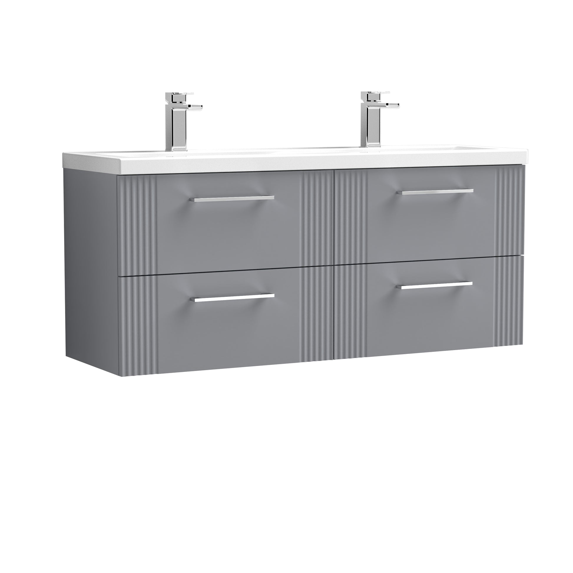 Nuie 1200mm Wall Hung 4 Drawer Vanity & Double Basin