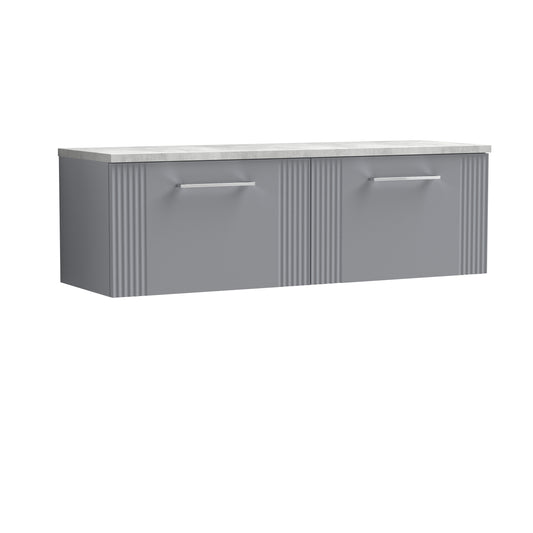 Nuie Deco Satin Grey 1200 Wall Hung Double Vanity & Laminate Worktop Bellato Grey