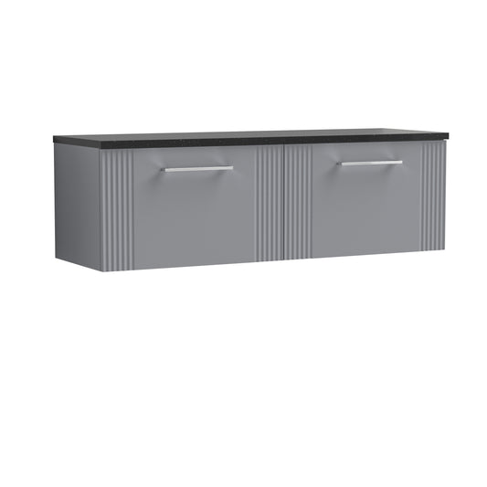 Nuie Deco Satin Grey 1200 Wall Hung Double Vanity & Laminate Worktop Sparkling Black