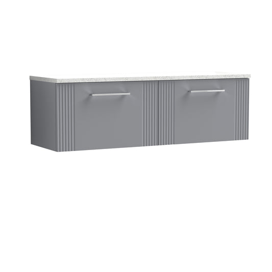 Nuie Deco Satin Grey 1200 Wall Hung Double Vanity & Laminate Worktop Sparling White