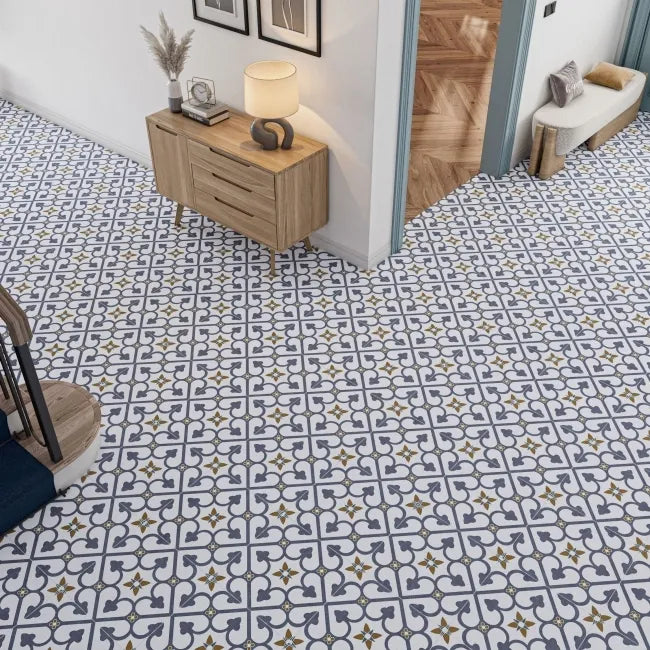 Bello Brighton Matt Blue Patterned Floor Tiles 45x45mm