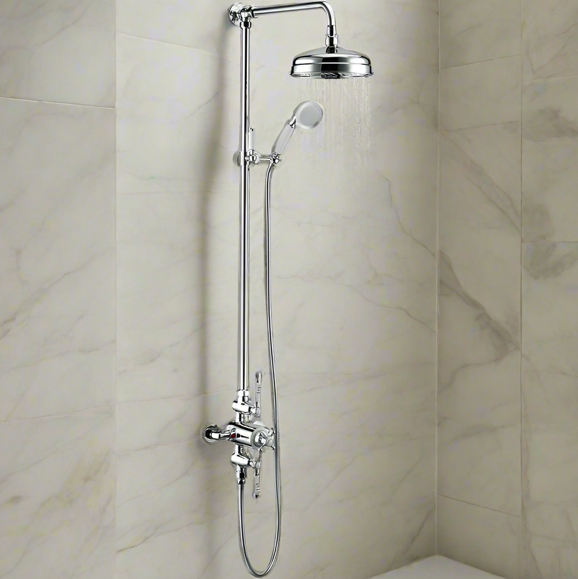 Elio Traditional Exposed Twin Outlet Shower Head & Riser