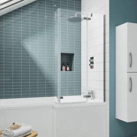 Nuie L-Shaped Hinged Bath Screen