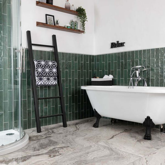asly green gloss tiles 300x75mm, Floor Tiles, Metro  Tiles, Porcelain Tiles, Wall Tiles, Green Tiles, 