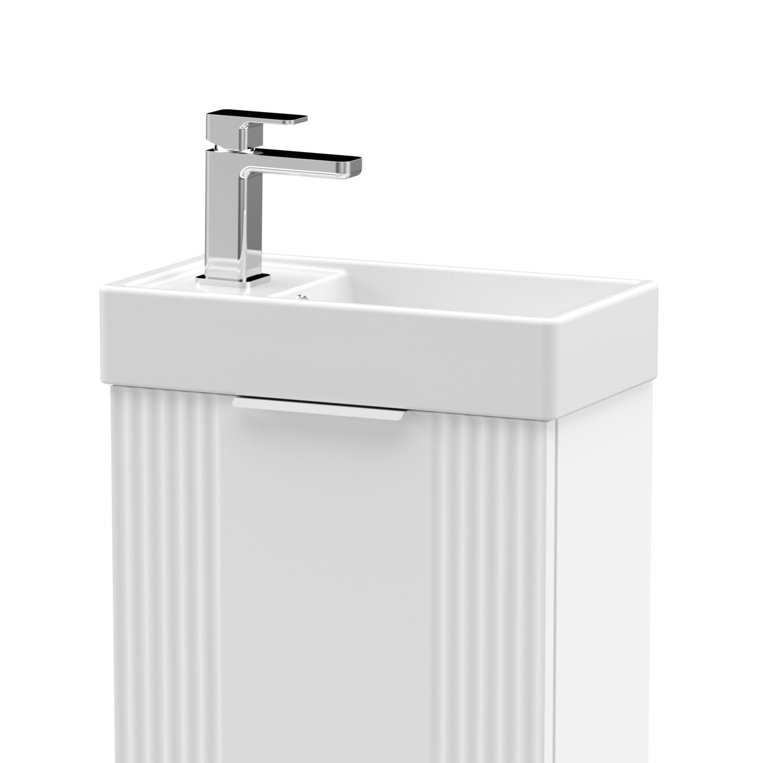 Nuie Deco 400mm Satin White Floor Standing Cabinet & Basin