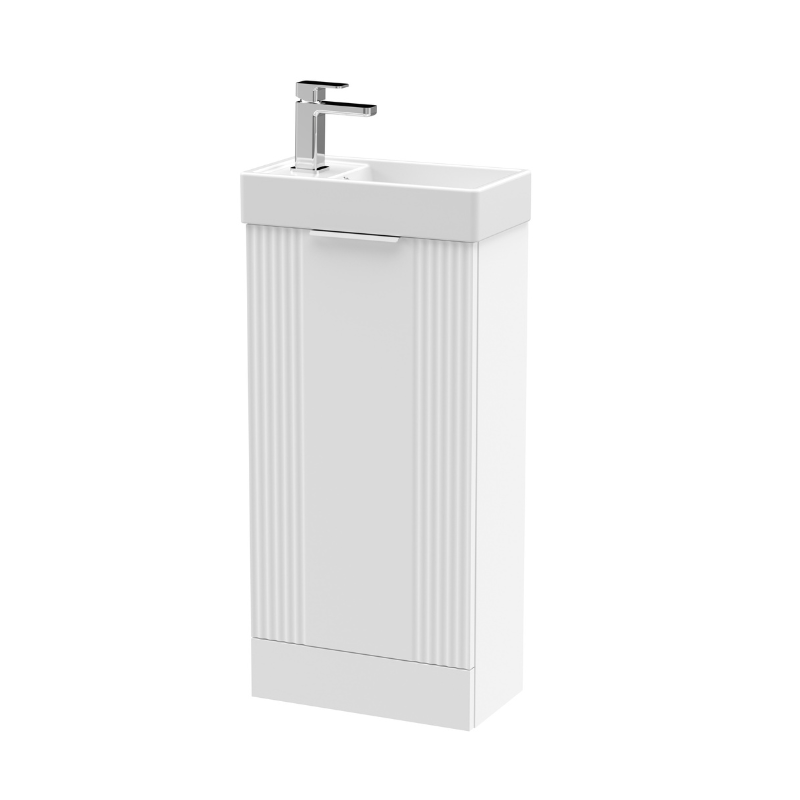 Nuie Deco 400mm Satin White Floor Standing Cabinet & Basin