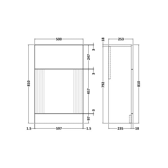 Nuie Deco Satin White 500mm WC Unit