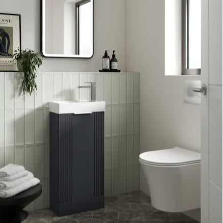 Nuie Deco 400mm Soft Black Floor Standing Cabinet & Basin