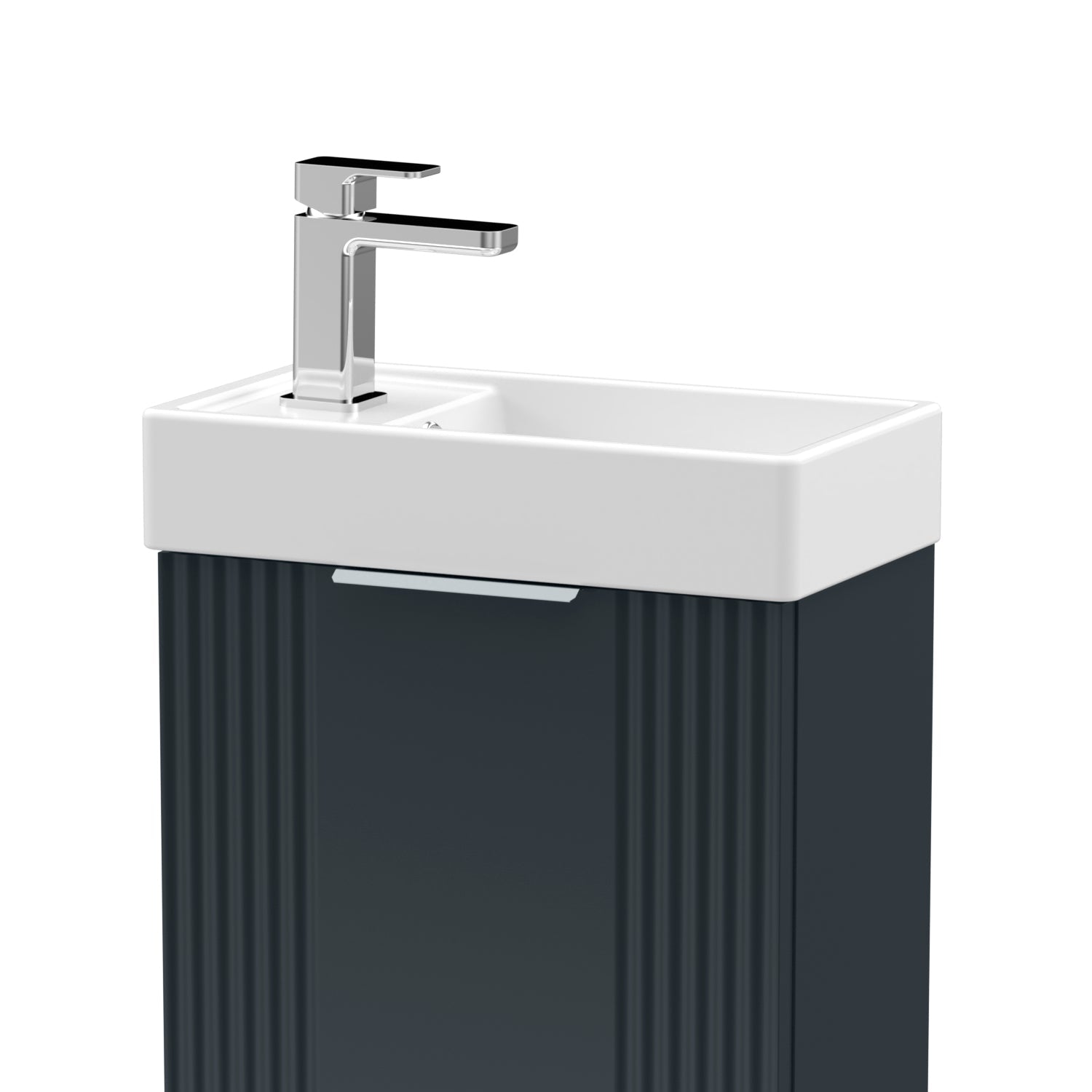 Nuie Deco 400mm Wall Hung Cabinet Soft Black & Basin