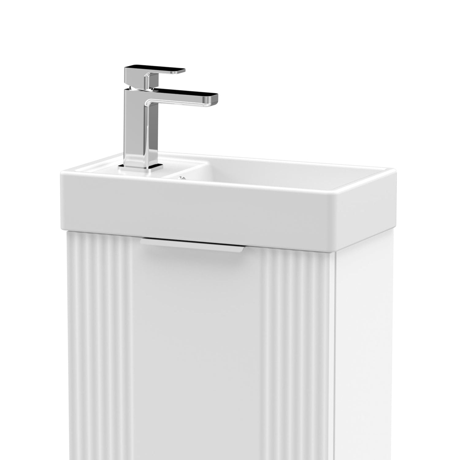 Nuie Deco 400mm Wall Hung Cabinet Satin White & Basin