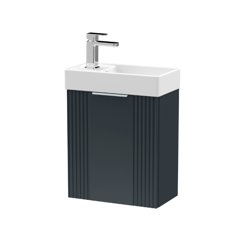 Nuie Deco 400mm Wall Hung Cabinet Soft Black & Basin