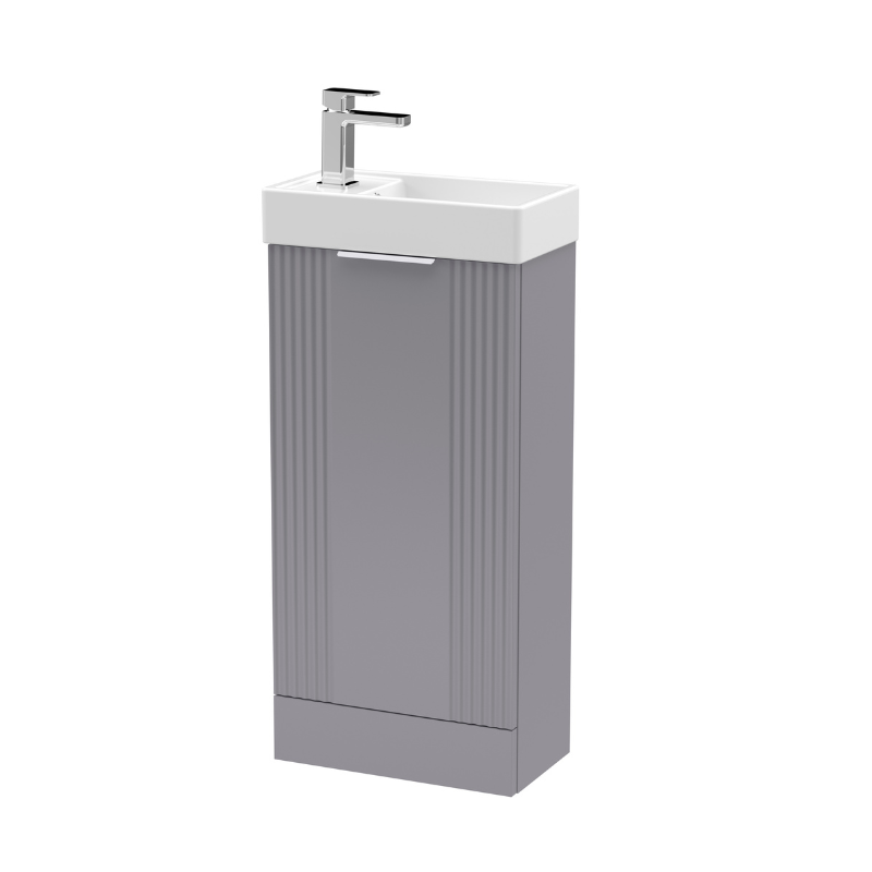 Nuie Deco 400mm Satin Grey Floor Standing Cabinet & Basin