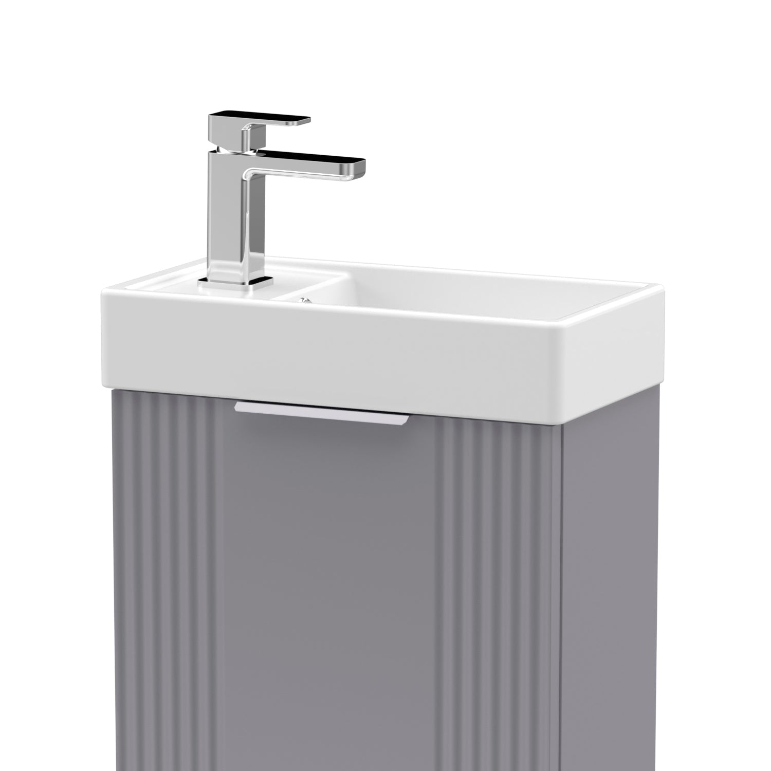 Nuie Deco 400mm Wall Hung Cabinet Satin Grey & Basin