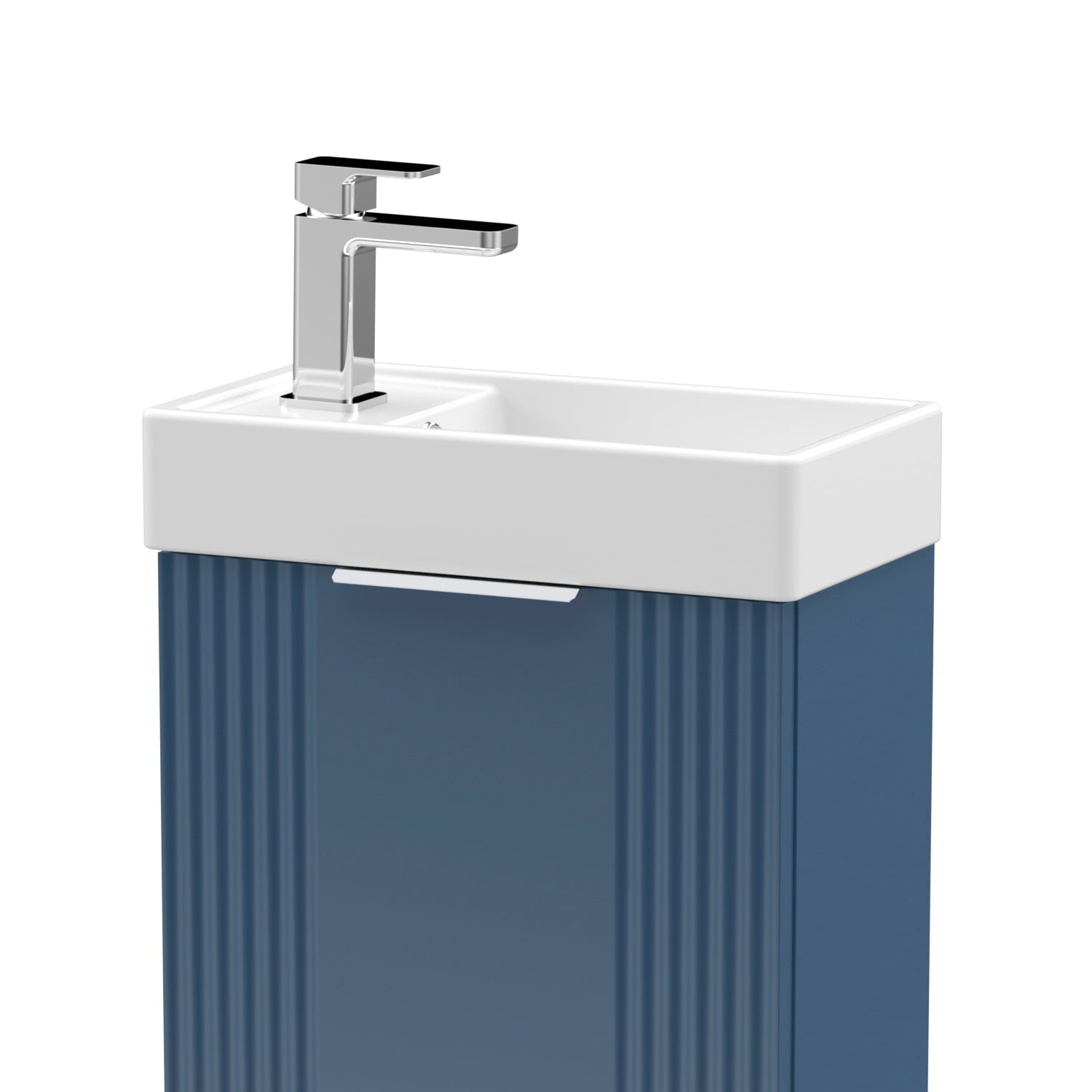 Nuie Deco 400mm Satin Blue Floor Standing Cabinet & Basin